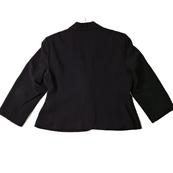 Vintage Womens Black Cropped Blazer Plus Sz 16 Petite Lined Office Smart - Picture 3 of 8
